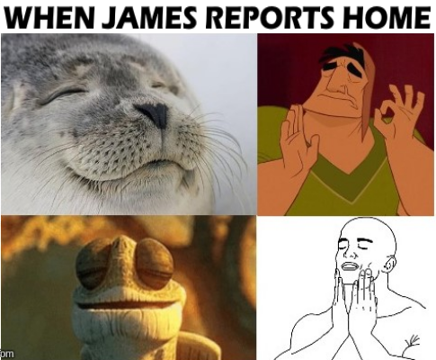 JAMES REPORTS HOME